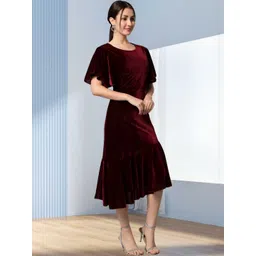 QENY Women Maroon Polyester Bodycon Dresses-picture-21