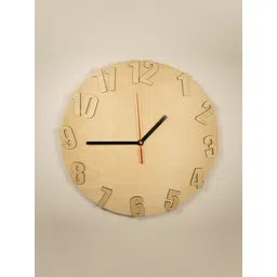 QEZNEF Beige Round Contemporary Wooden Analogue Wall Clock-picture-14