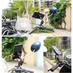 qiisx Mirror Fitting Metal Mobile Holder For Honda Activa 5G Bike Mobile Holder image 5