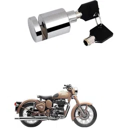 qiisx Heavy Duty Disc Brake Lock Anti Theft Stainless Steel 7mm Pin Wheel Locking Security Lock for Bike and Motorcycle (Chrome)_Royal Enfield Classic Desert Storm Disk_RoundX_1390 Disc Lock-picture-26