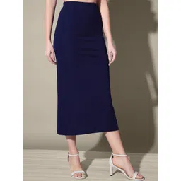 QIOA Pencil Below Knee Slit Skirt-picture-14