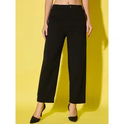 QIOA Relaxed High-Rise Wrinkle Free Straight Fit Regular Trouser-picture-30