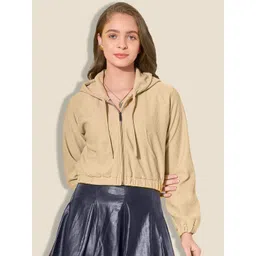 QIOA Women Lightweight Crop Bomber with Embroidered Jacket-picture-18