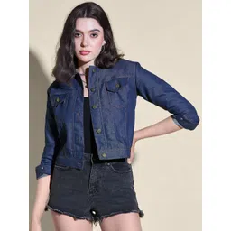 QIOA Women Lightweight Denim Jacket with Patchwork-picture-22