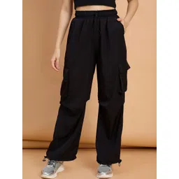 QIOA Women Relaxed Loose Fit High-Rise Easy Wash Cargos Trousers-picture-27