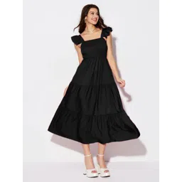 QIOA Women Solid A-Line Midi Dress image 1