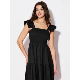 QIOA Women Solid A-Line Midi Dress image 3