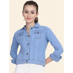 QIOA Women Solid Lightweight Denim Jacket-picture-26