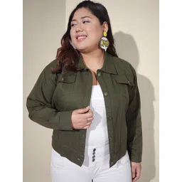 QIOA Women Solid Lightweight Plus Size Denim Jacket-picture-19