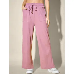 QIOA Women Solid Relaxed Fit High-Rise Flat-Front Parallel Trousers-picture-27