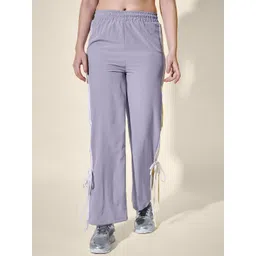 QIOA Women Solid Relaxed Fit High-Rise Flat-Front Wrinkle Free Cargos Trousers-picture-29