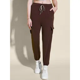 QIOA Women Solid Relaxed Fit High-Rise Joggers Trousers-picture-23