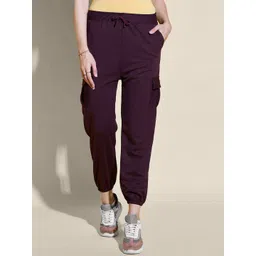 QIOA Women Solid Relaxed High-Rise Joggers Trousers-picture-16