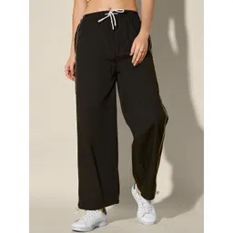 QIOA Women Solid Relaxed High-Rise Wrinkle Free Joggers Trousers-picture-14