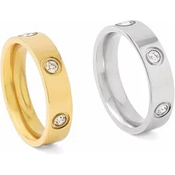 qiroko Power Edit Collection | Stainless Steel Adjustable Rings Set For Women And Girls | Gold Colour | Anniversary Birthday Gifts image 1