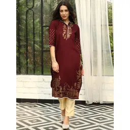 QISSA Floral Printed Regular Kurta with Trousers-picture-36