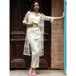 QISSA Self Design Top With Trouser & Shrug-picture-36