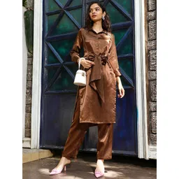 QISSA Shirt Collar Regular Kurta with Trouser-picture-40