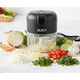 QLECT Electric Mini Chopper, USB Rechargeable Garlic Chopper with Stainless Steel Blades, Portable Food Processor for Onion, Nuts, Ginger, Vegetables & Baby Food (250ml, Black)-image-48