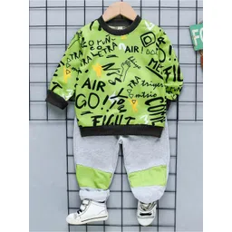 QMQ Boys Printed Round Neck T-shirt With Track Pant-picture-33