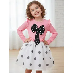 QMQ Polka Dot Puff Sleeve Layered Net Balloon Dress-picture-10