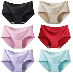 qoxolyz Women/Girls Ice Silk Seamless Panty Mid Rise No Show Laser Cut Invisible Panti Smooth Stretch Women Hipster Panties for Women Daily Use (Multi Colored)-picture-45