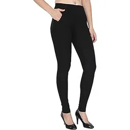 qraftink Women's Jeggings with Pockets for winter (warm) season free size black color-picture-11