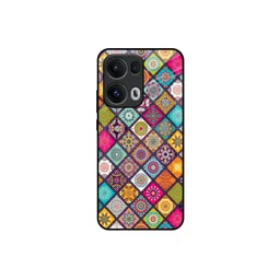 QRIOH Floral Printed Oppo Reno13 Pro 5G Mandala Glass Back Case-image-11