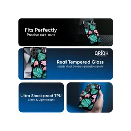 QRIOH Floral Printed Samsung Galaxy A55 5G Glass Back Case Mobile Accessories image 3