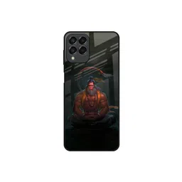 QRIOH Lord Hanuman Printed Samsung Galaxy M53 5G Glass Back Case Mobile Accessories-image-18