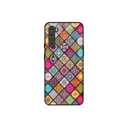 QRIOH Mandala Printed Glass OnePlus Nord Mobile Back Case Cover-image-0