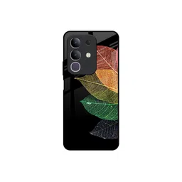 QRIOH Unisex Colorful Leaves Real Glass Vivo T4x 5G Back Case Mobile Accessories-picture-24