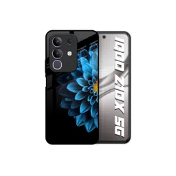 QRIOH Unisex IQOO Z10x 5G Floral Half Blue Flower Shockproof Real Glass Back Case-picture-40