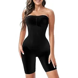 qsfi Strapless Shapewear Bodysuit for Women | Tummy Control Full Body Shaper | Seamless Snatched Bodysuit for Under Dresses (Black Freesize)-picture-40