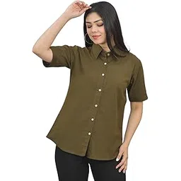 quaclo Women Half Sleeve Cotton Shirt-picture-12