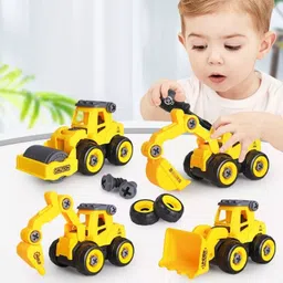 quasar Exclusive Collection of Friction Powered Unbreakable JCB, Crane, Cement Mixture, LODDER Mover, 6 in 1 Mini Size Quality Truck Construction Team Friction Power Auto Model Functionable Toy Series Mini Size Best for Gifting-picture-10