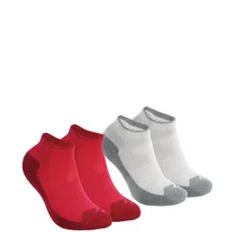 2 pairs of kids’ hiking socks MH100 pink/grey-image-4