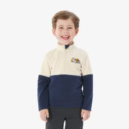 Kids’ hiking fleece jacket MH500 Half Zip - 2-6 years - Beige and Blue-image-23