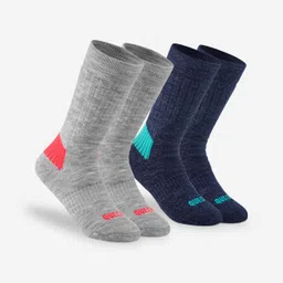 Kids’ Warm Hiking Socks SH100 Mid 2 Pairs-image-3