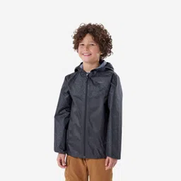 quechua Kids’ waterproof hiking jacket with zip, 7-15 years MH100 - Grey/Black-picture-11
