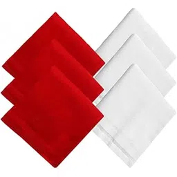 queery Men's Red and White Solid Cotton Handkerchiefs/Hanky -Set of 6-picture-40