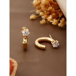 QUERALT Brass-Plated American Diamond Studded Circular Half Hoop Earrings-picture-38