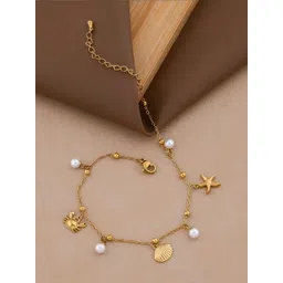 QUERALT Women Brass-Plated Pearl Charm Anklet-picture-26