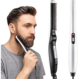 Quick Hair Styler for Men, Electric Beard Straightener & Hair Comb, 2-in-1 Styling Tool for Beard & Hair, Ionic Heating Brush for Frizz-Free Grooming, Portable Hot Hair Straightener (Standard)-picture-49