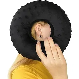 QuickHaven Piercing Pillow, Donut Pillow for Ear Pain Relief, Round Pillow with Hole for Side Sleepers, Travel or Office Naps, Black, Suitable for Comfortable Lateral Decubitus-picture-12