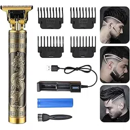 quicknik Hair Trimmer for Men, Beard Trimmer for Men, Professional Beard Shaver Electric Clippers Rechargeable Cordless Adjustable T-Blade Trimmers for Close Cut Precise Multi Grooming Kit for Face, Head & Body (Golden)-picture-51