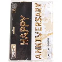 quickoo Golden Happy Anniversary Foil Ballon Type Banner Party Blowouts-picture-37
