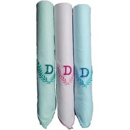 quienz Ladies Initials (D) Multicolor 100% Cotton Handkerchiefs Pack of 3 (6551 C/C)-picture-43