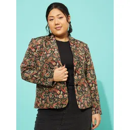 QUIERO MAS Luna Plus Size Tailored Fit Printed Notched Lapel Collar Single Breasted Blazer-picture-19