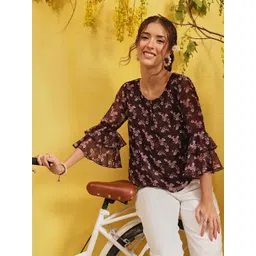 QUIERO Floral Print Chiffon Top-picture-11